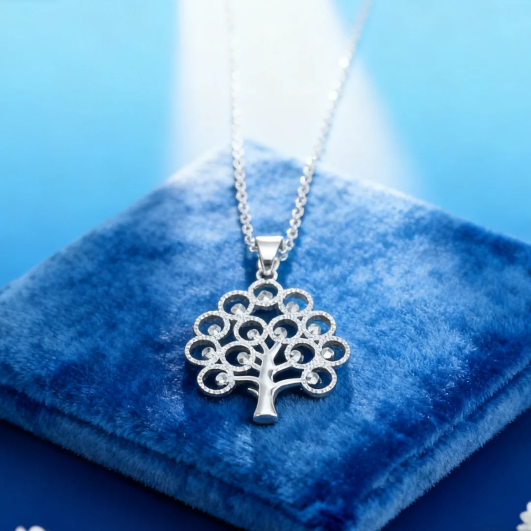 

Classy 925 Sterling Silver Tree of Life Card Pendant Necklace for Women Luxury Fashion Accessory for Parties Weddings Christmas