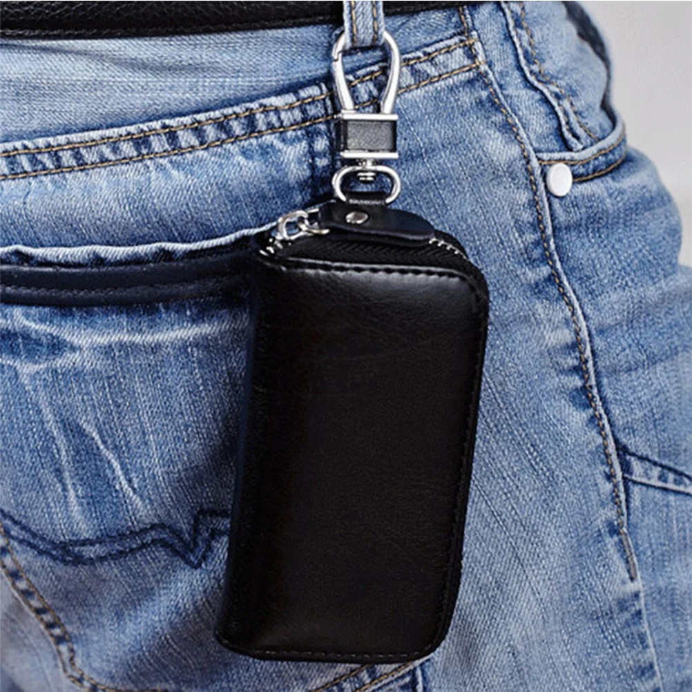 

Car Premium Zipper Closure For Men Lightweight Key Wallet Coin Holder Small Change Key Holder Bag Blue