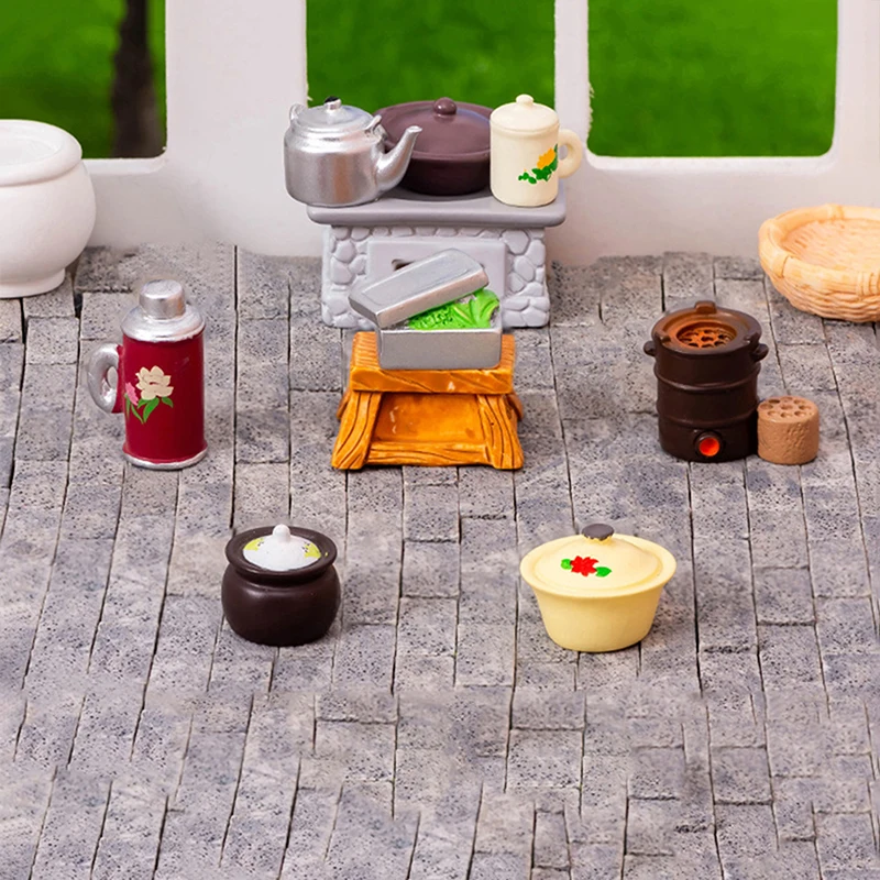 1 قطعة دمية صغيرة موقد الفحم غلاية خزان الغاز نموذج لوازم المطبخ دمى أثاث منزلي اكسسوارات الديكور