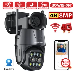 8MP 4MP Outdoor Camera Wifi/4G Sim Card 10X Zoom Dual Lens 2.8mm-8mm PTZ AI Human Auto Tracking 2-Way Audio Surveillance Camera