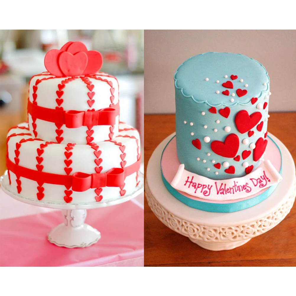 

3 Pcs Heart Shaped Cake Molds Fondant Plunger Embossed Biscuit Non-toxic Reusable Plastic DIY Baking Tools