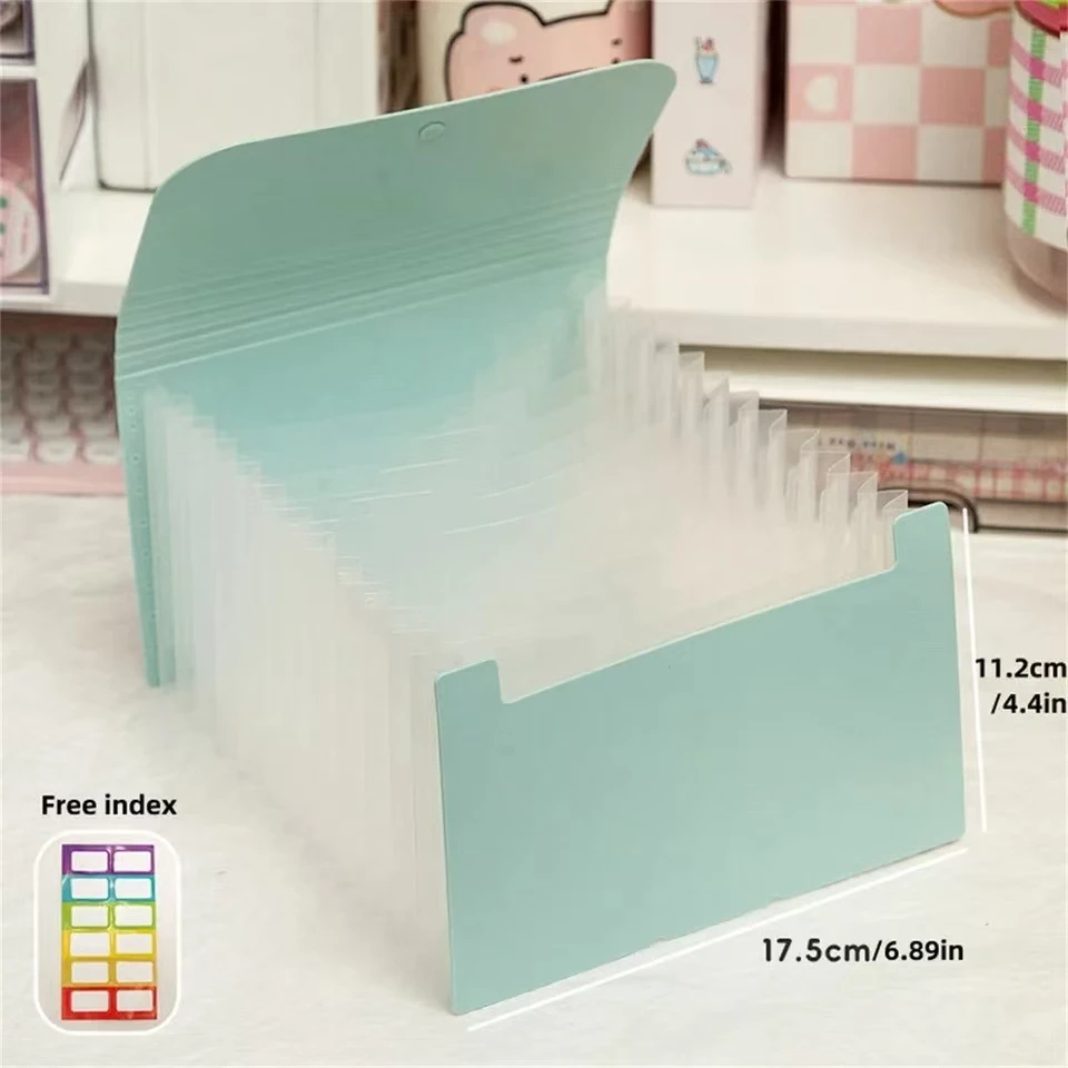 New Solid Color A6 Folder 12-layer Multi-layer Storage Folder Shrinkable Large-capacity Storage Bag