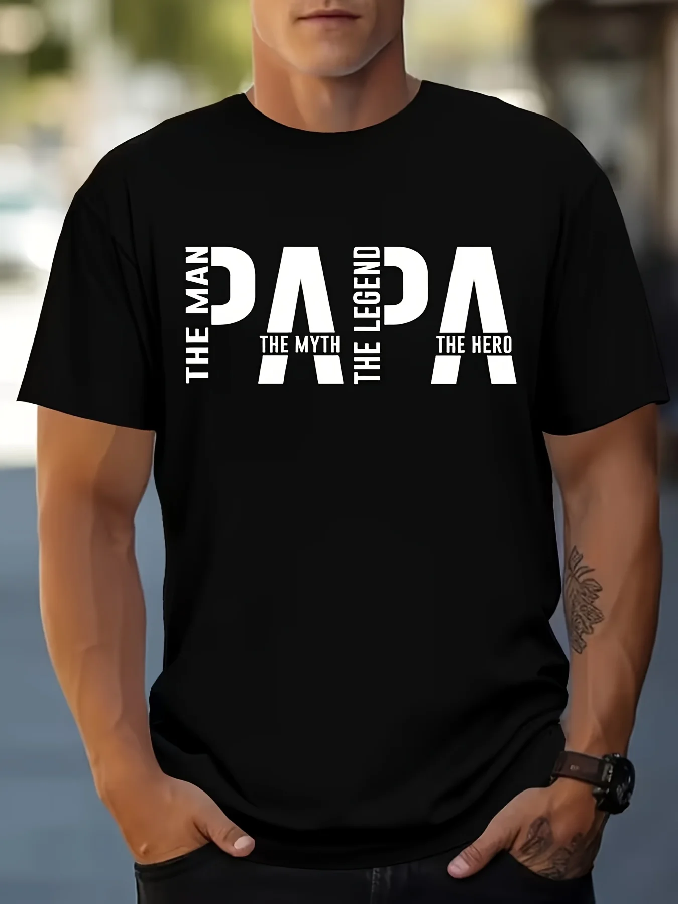 Exklusives, modisches Kurzarmhemd für den Vatertag im Sommer für Herren mit dem Slogan „Dad“ aus 100 % Baumwolle, bequem und lässig