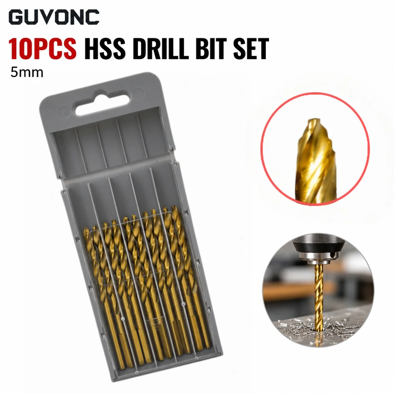 10 Pcs Twist Drill Bit Set Sharp Cutting Edge Anti-Rust Household Drilling Tools for Metal, Timber, Plastic