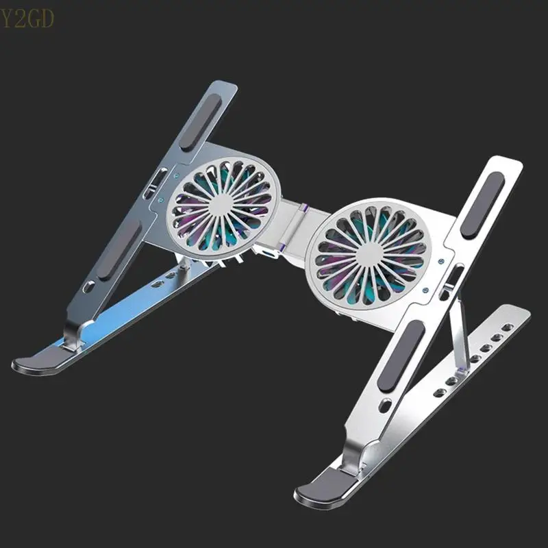 Y2GD Adjustable Laptop Stand Cooling Holder with 2 Fans Quiet Thin Cool Folding Riser
