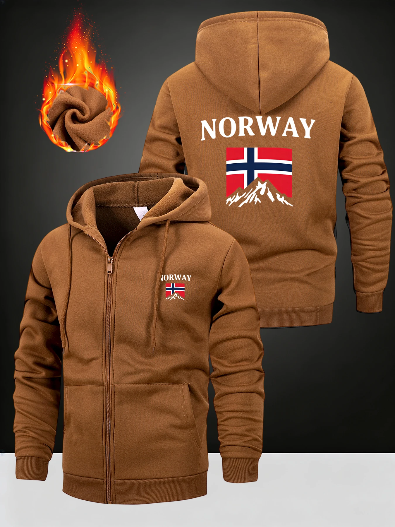 النرويج المطبوعة الخريف الرجال بلوزات طويلة الأكمام سترة موضة الرياضة سستة إغلاق سترة هوديس سليم صالح الذكور الملابس