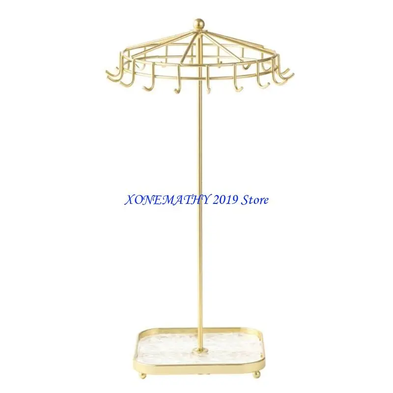 

F42F Rotating Necklace Organizers Durable Necklace Rack Alloy Material Bracelet Stand