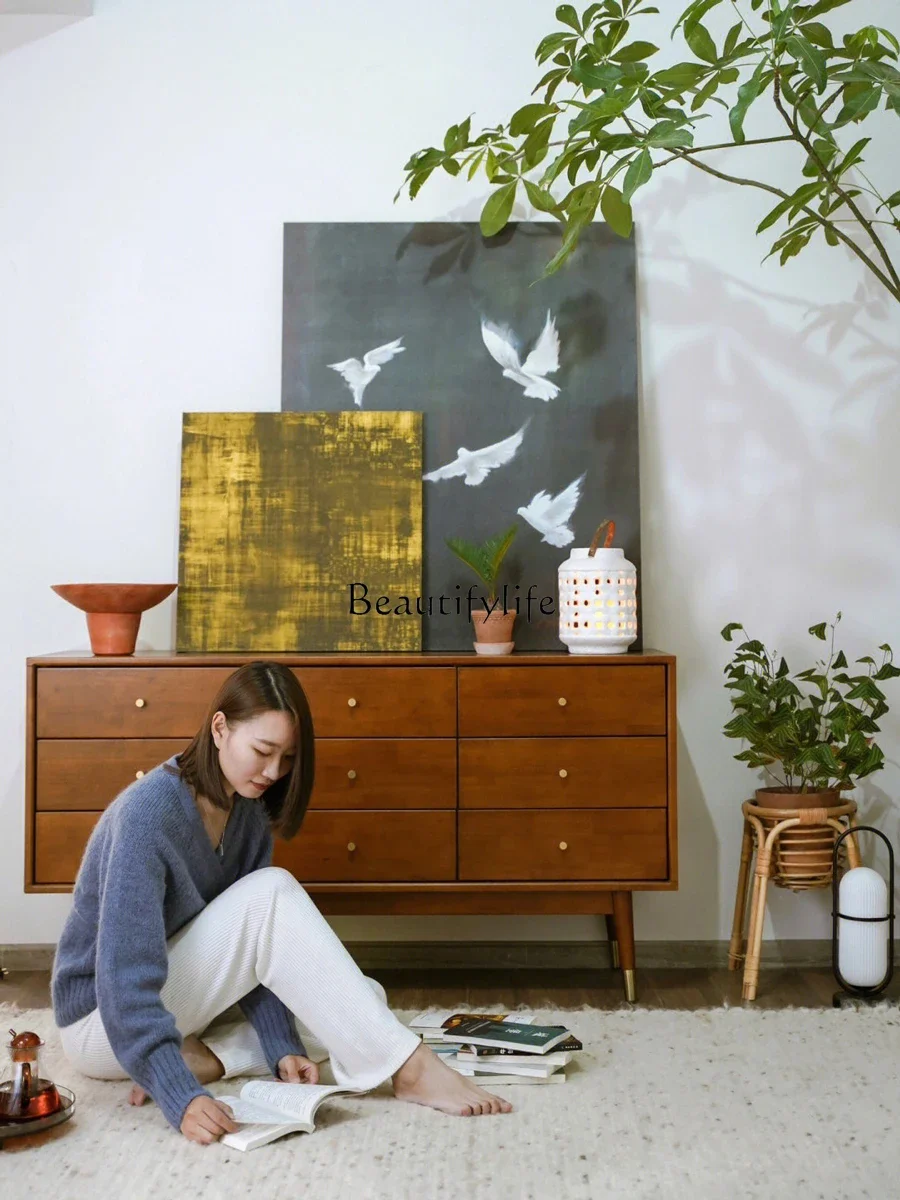 

XX39Sideboard Cabinet Storage New Chinese Style Solid Wood Integrated Wall Storage Nine Bucket Cabinet