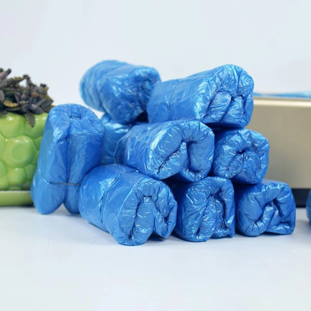 100 قطعة أغطية أحذية للاستعمال مرة واحدة مع مشبك على شكل حرف T لموزعات الأحذية الأوتوماتيكية غطاء حذاء مقاوم للغبار للأرضيات الممطرة الداخلية #3