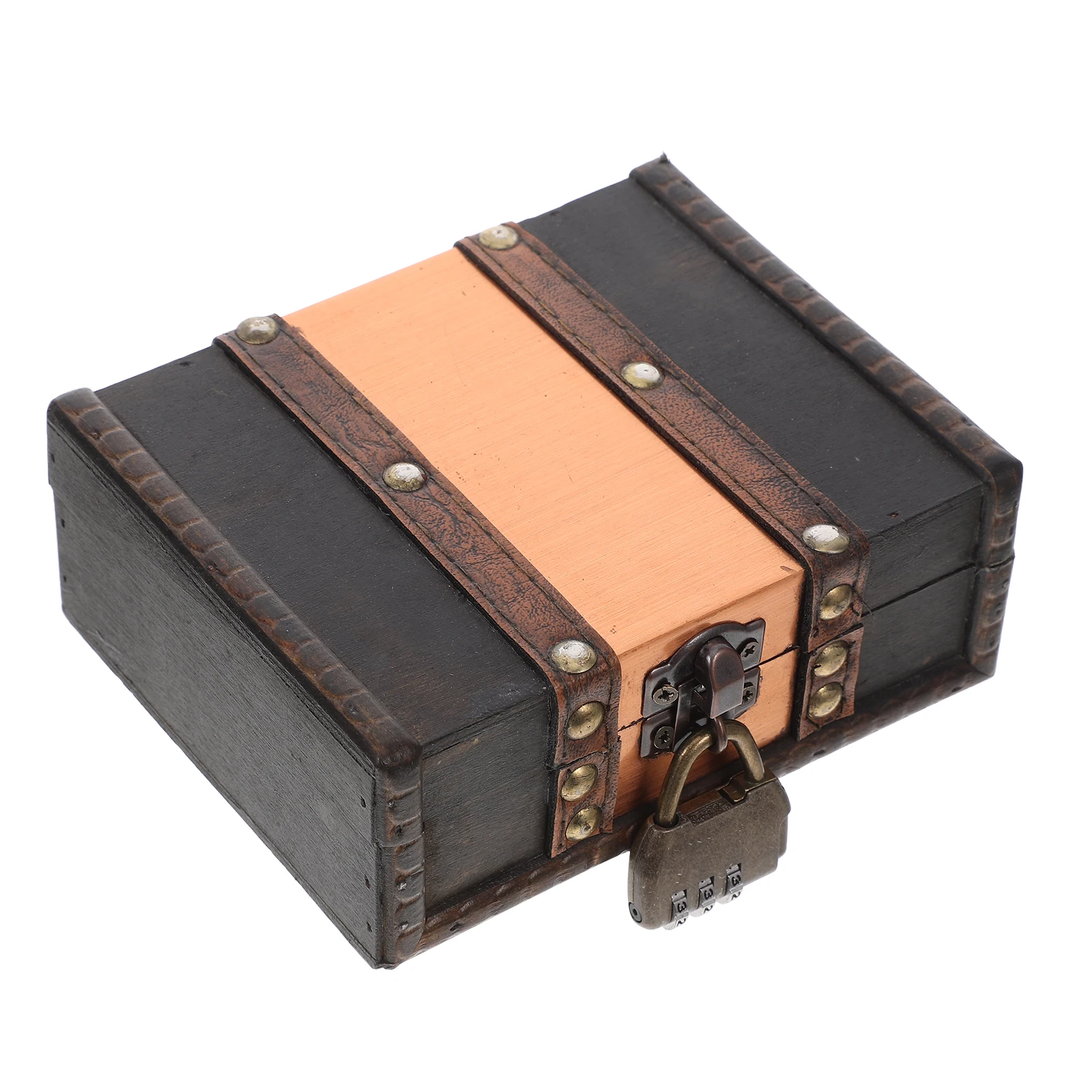 

Vintage Wooden Treasure Chest Box Lockable Storage For Jewelry Keepsakes Desktop Home Decor Trinket Holder Organizer