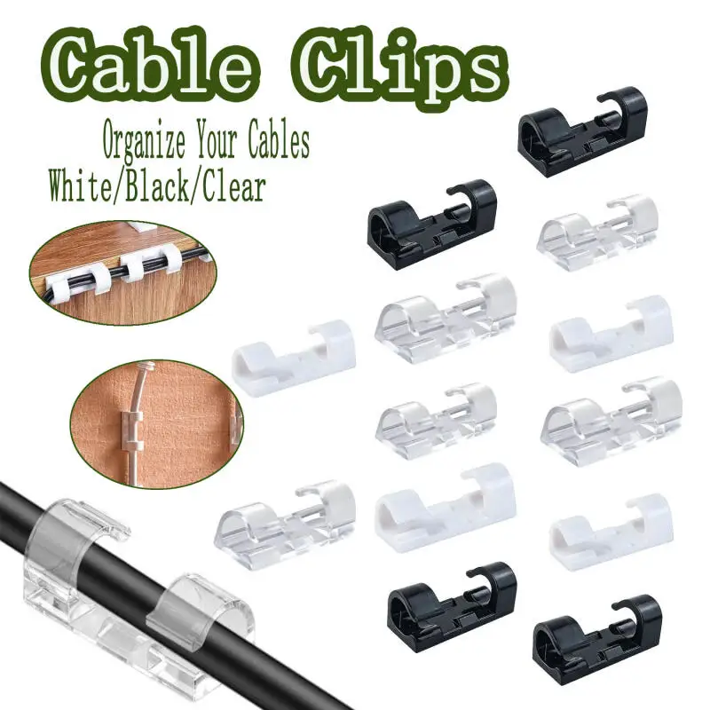40pcs Cable Organizer Clips Cable Management Desktop & Workstation Wire Manager Cord Holder USB Charging Data Line Bobbin Winder