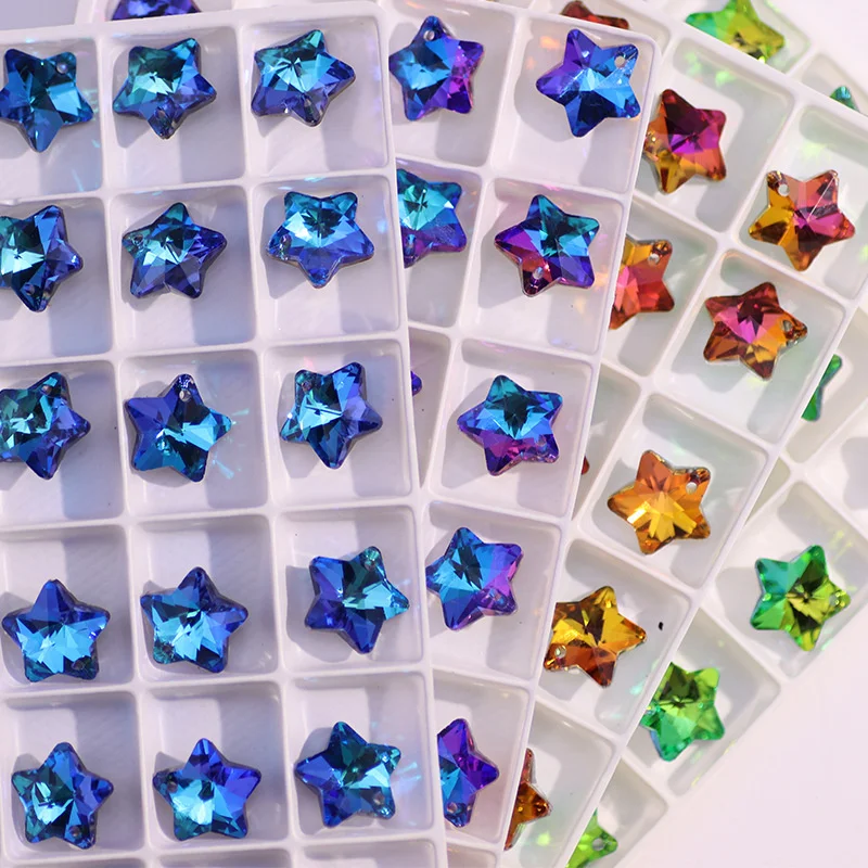 12/20pcs Fashion Star-shaped Glass Crystal Pendant Simple Fashion All-match Necklace Ladies DIY Handmade Hot Selling Accessories