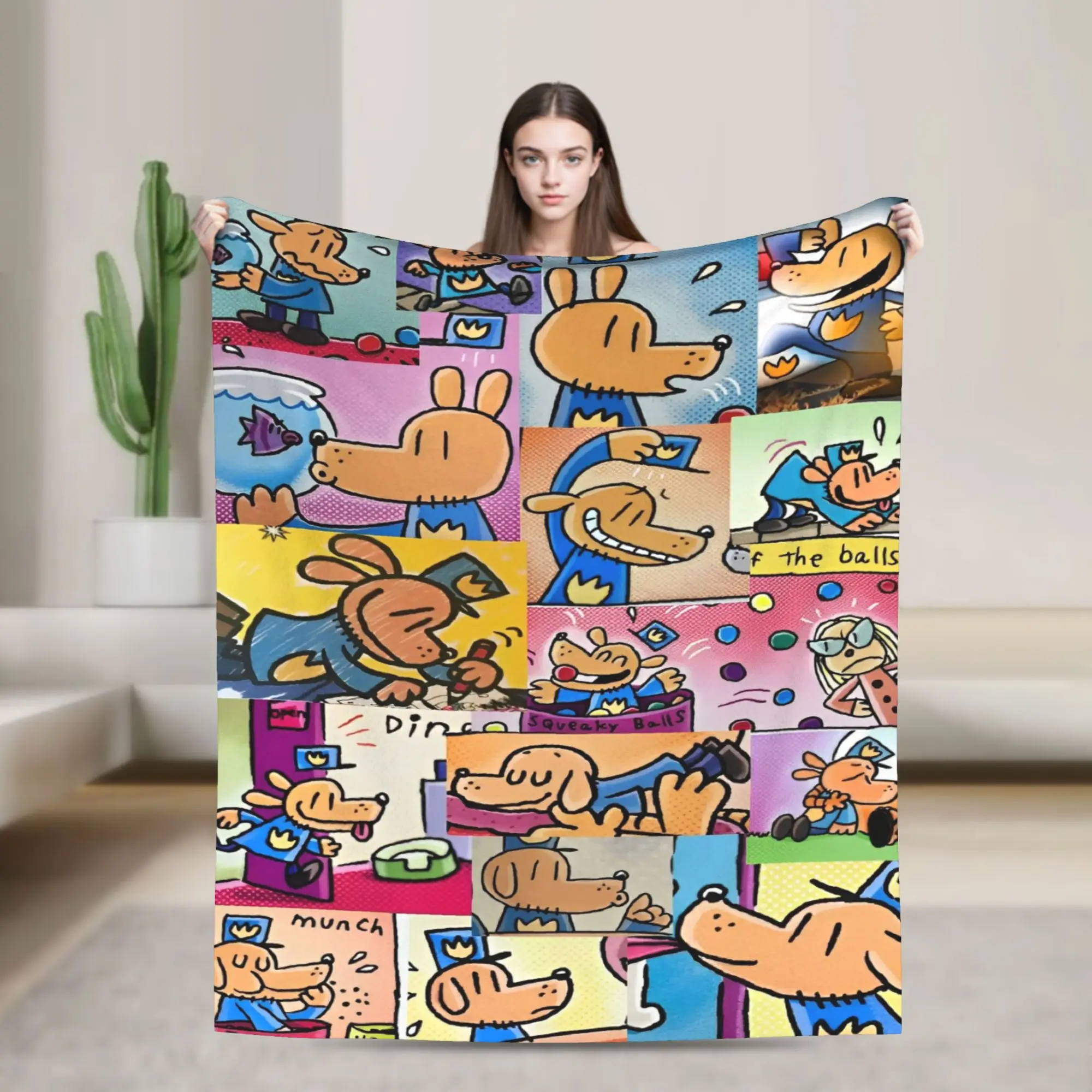 Dog Man Dogman Movie Comic Blankets Cartoon Flannel Awesome Breathable Throw Blankets for Coverlet Summer