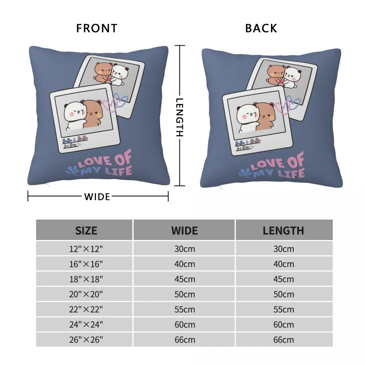 Bubu Panda And Dudu Bear Pillowcase Polyester Linen Velvet Printed Zip Decor Throw Pillow Case Sofa Cushion Cover