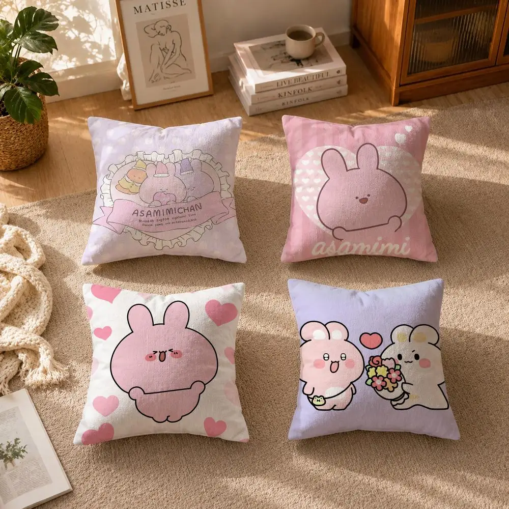 Manga-Asamimichaan AsleepS Cushion Cover Soft Short Plush Zippered Cushion Covers 40/45/50cm Square Decor for Sofa Home