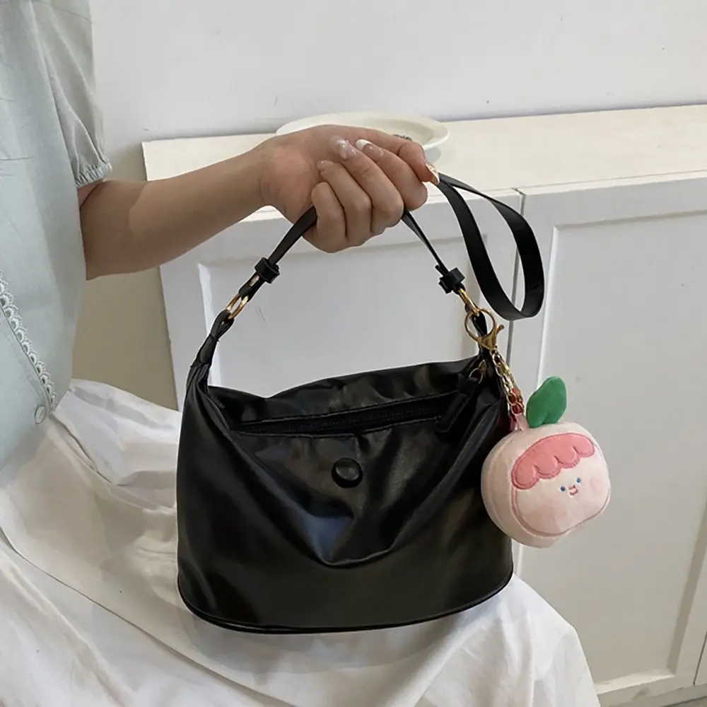 PU Leather Shoulder Bag Leisure with Pendant Large Capacity Underarm Bag Crossbody Bag Women Girls