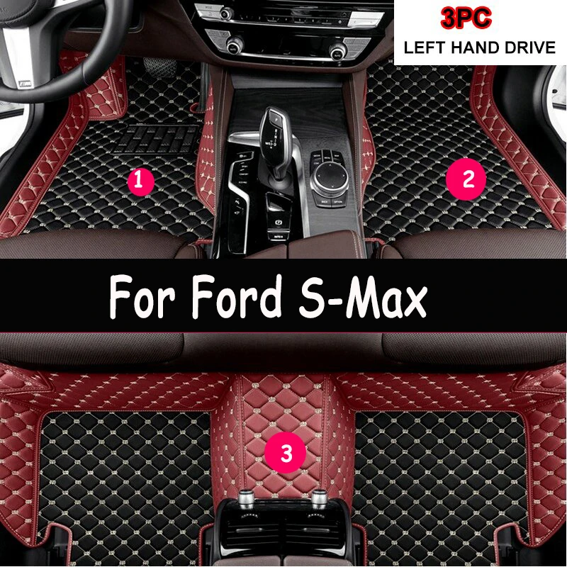 

Car Floor Mats For Ford S-Max MK1 2006~2014 7seat Anti-dirt Pads Full Set Waterproof Floor Mat Non-slip Carpets Car Accessories