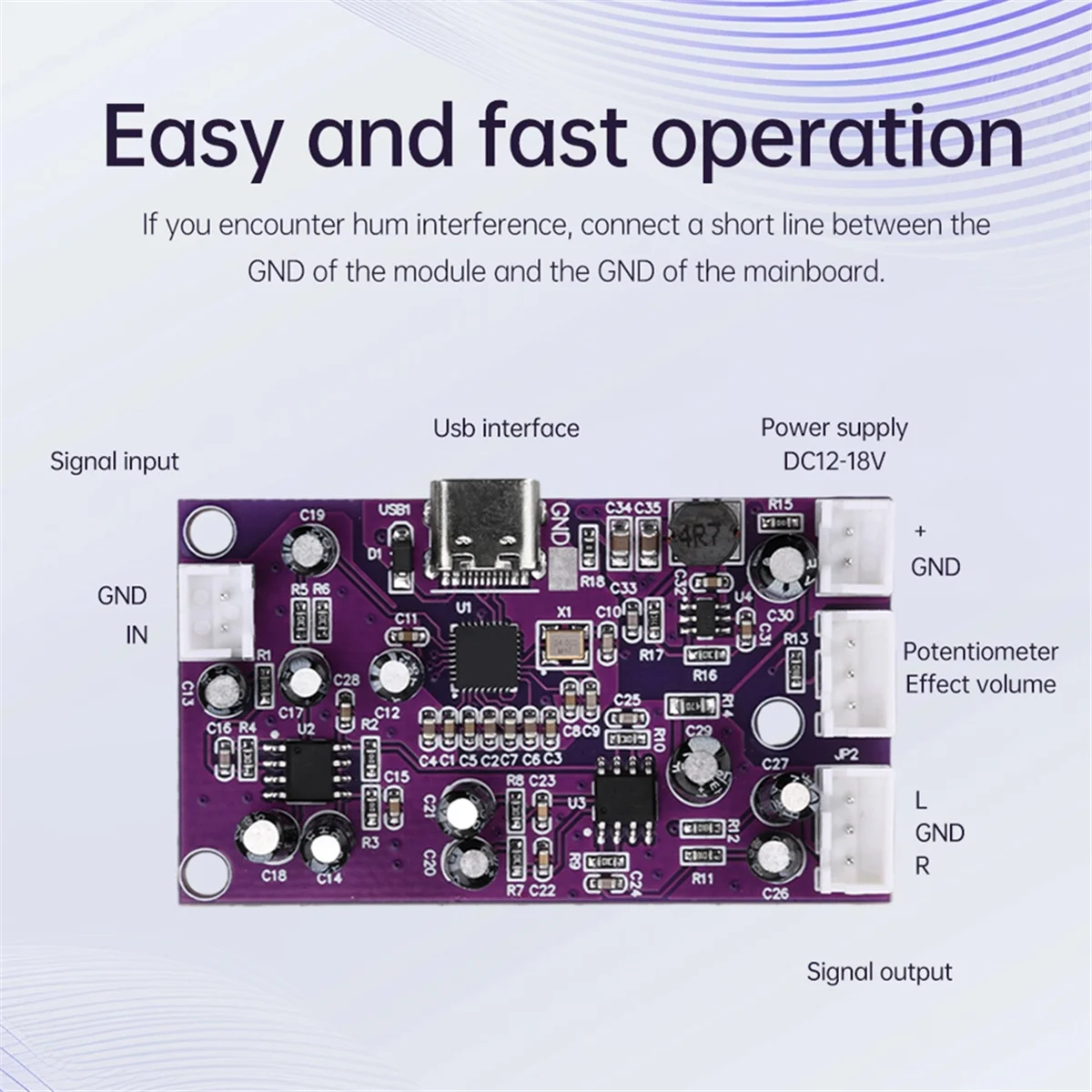 For DSP Digital Reverb Circuit Module Voice Changer Eq Howling Control Frequency Shifter Effect Mixer Sound Effects