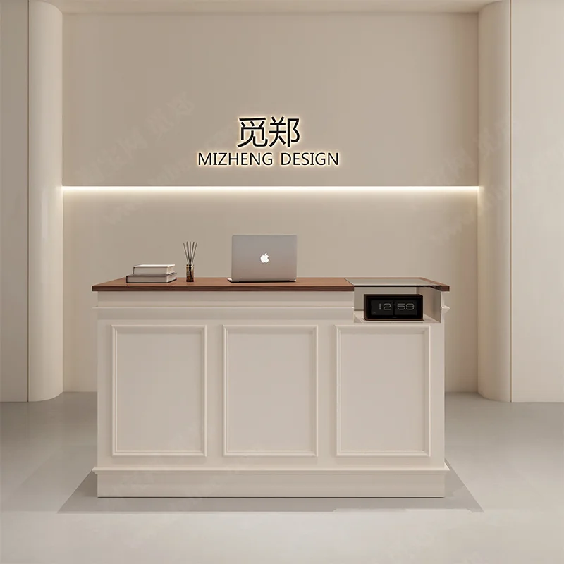 Medical beauty front desk milk tea shop French counter company reception desk custom simple checkout page clothing store paint b