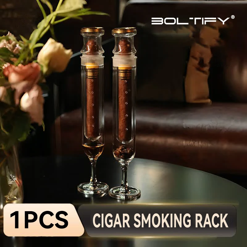 

BOLTIFY Cigar Incense Humidor Tube Glass Cigar Fragrance Enhancement Tube Cigar Whisky Infuser Tube With a hygrometer