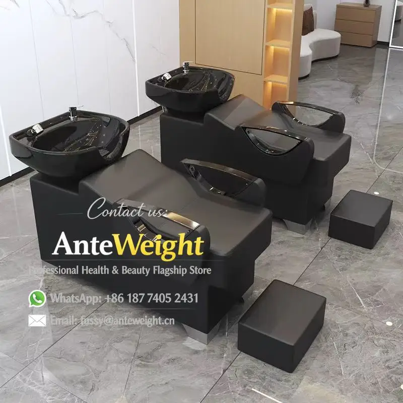 Light Luxury Semi-Reclining Shampoo Bed, Professional Hair Rinse Station for Barbershop & Salon | Comfortable & Stylish