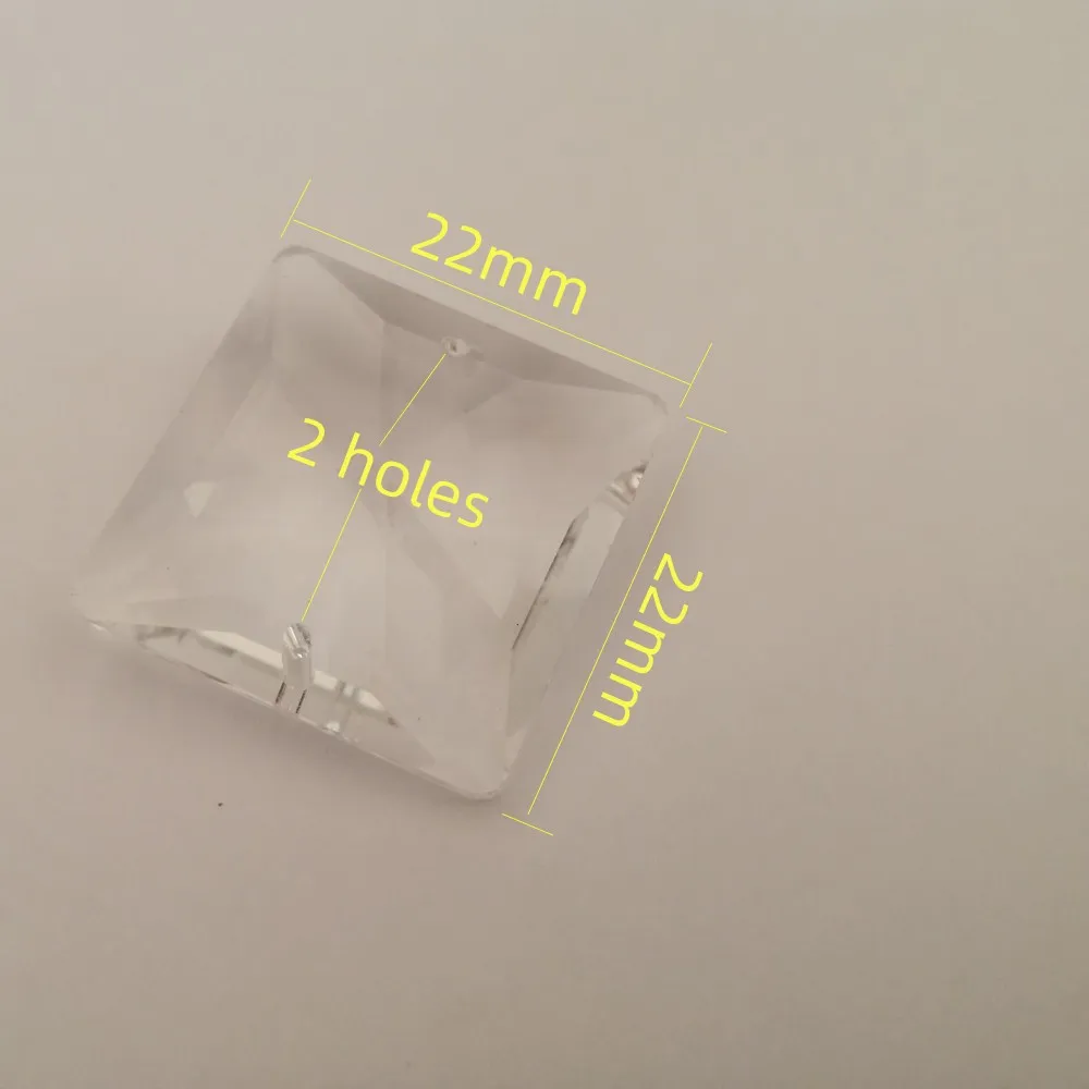 Camal 5pcs 22mm Crystal Square Faceted Loose Beads 2 Holes Hanging Chandelier Lamp Lighting Replacement SunCatcher Curtain Parts