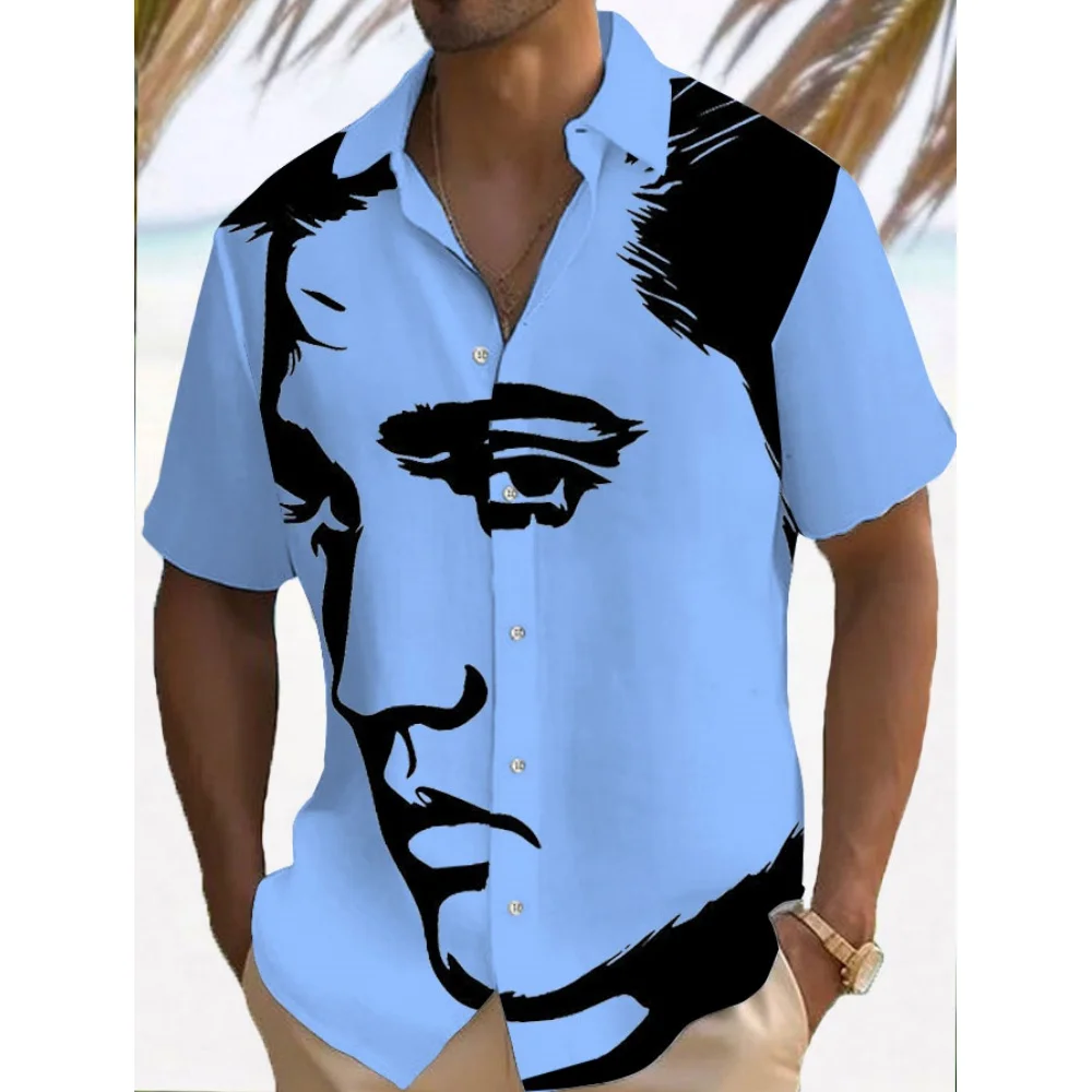 Camisa de hombre, camisa informal de verano a la moda de manga corta para hombre, camisa hawaiana holgada y transpirable, ropa informal para hombre, Top