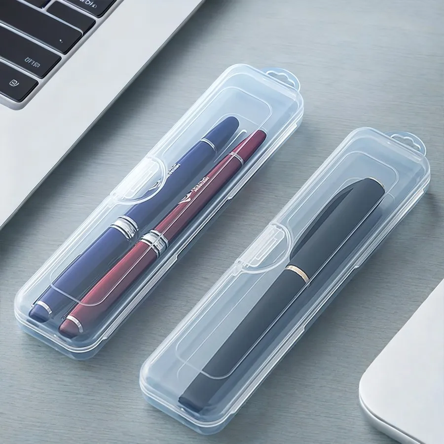 Travel Portable Pen Storage Box Transparent Plastic Stationery Organizer Dustproof Painting Pencils Case For Student Schools