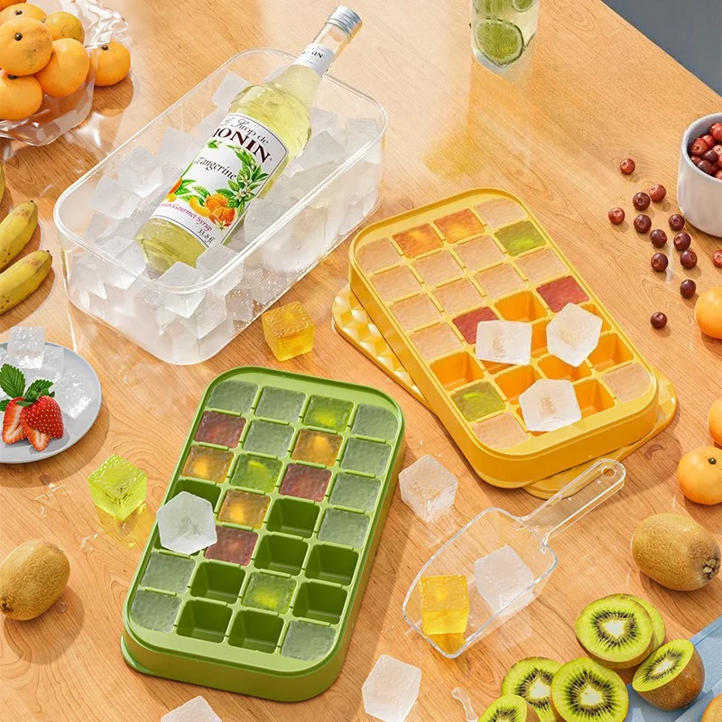 Ice Maker Mold for Bar Kitchen Accessories 32 Grid Press Silicone Ice Cube Tray Easy Release  Household Ice Making Molds