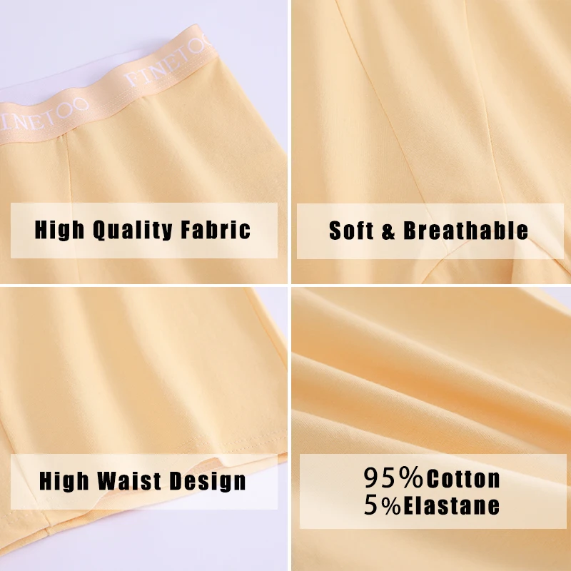 FINETOO Cotton Seamless High Waist Underwear Women's Female Cycling Panties Summer Safety Pants Safety Under Skirt Dress Shorts image 5
