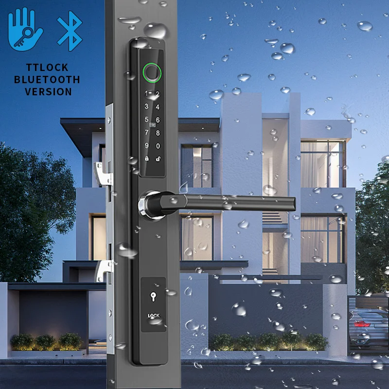 Waterproof TTLock Outdoor Gate Fingerprint Bluetooth APP RFID Code Keyless Electronic Smart Door Lock for Glass Aluminum Sliding