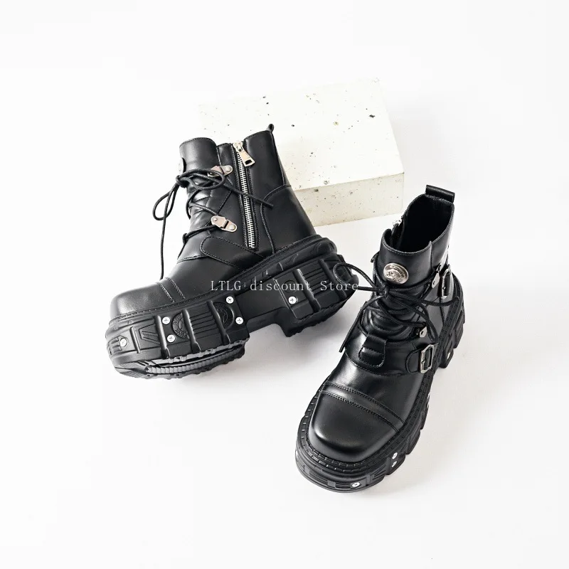 Damen Herbst Stiefeletten, Bottes Femmes, Stiefel 2025, Frau, Botines De Mujer Gothic Stiefel Dicke Basis Höhe Erhöhen