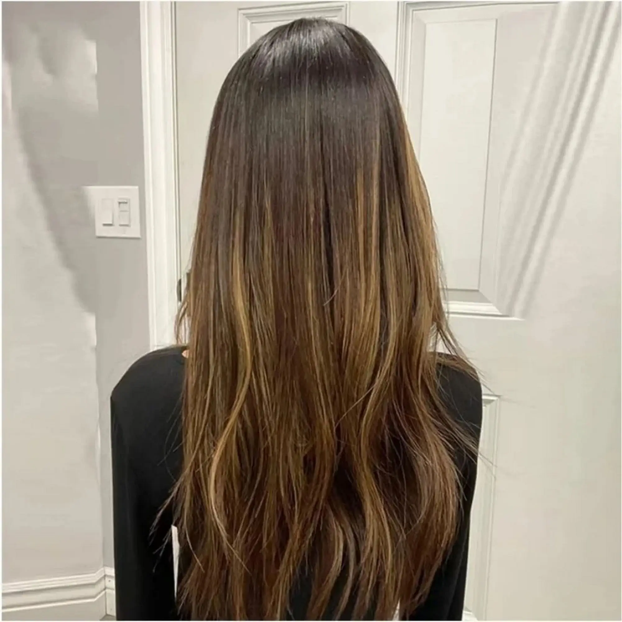 

New Ombre Chestnut Brown Highlights Synthetic Lace Frontal Wigs Slightly Wave Soft Glueless Wigs Original Factory Cheap Wigs 24"