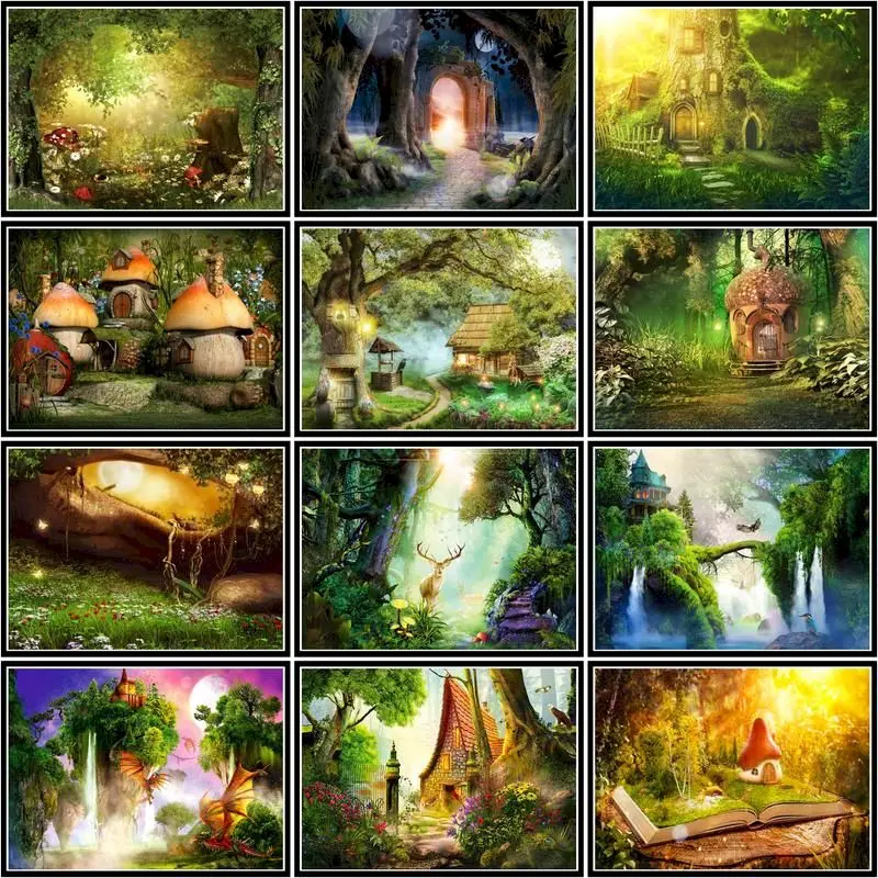 

GATYZTORY Painting By Numbers Forest House Scenery Diy Frame Pictures By Number Paint On Canvas Home Decoration 40x50cm