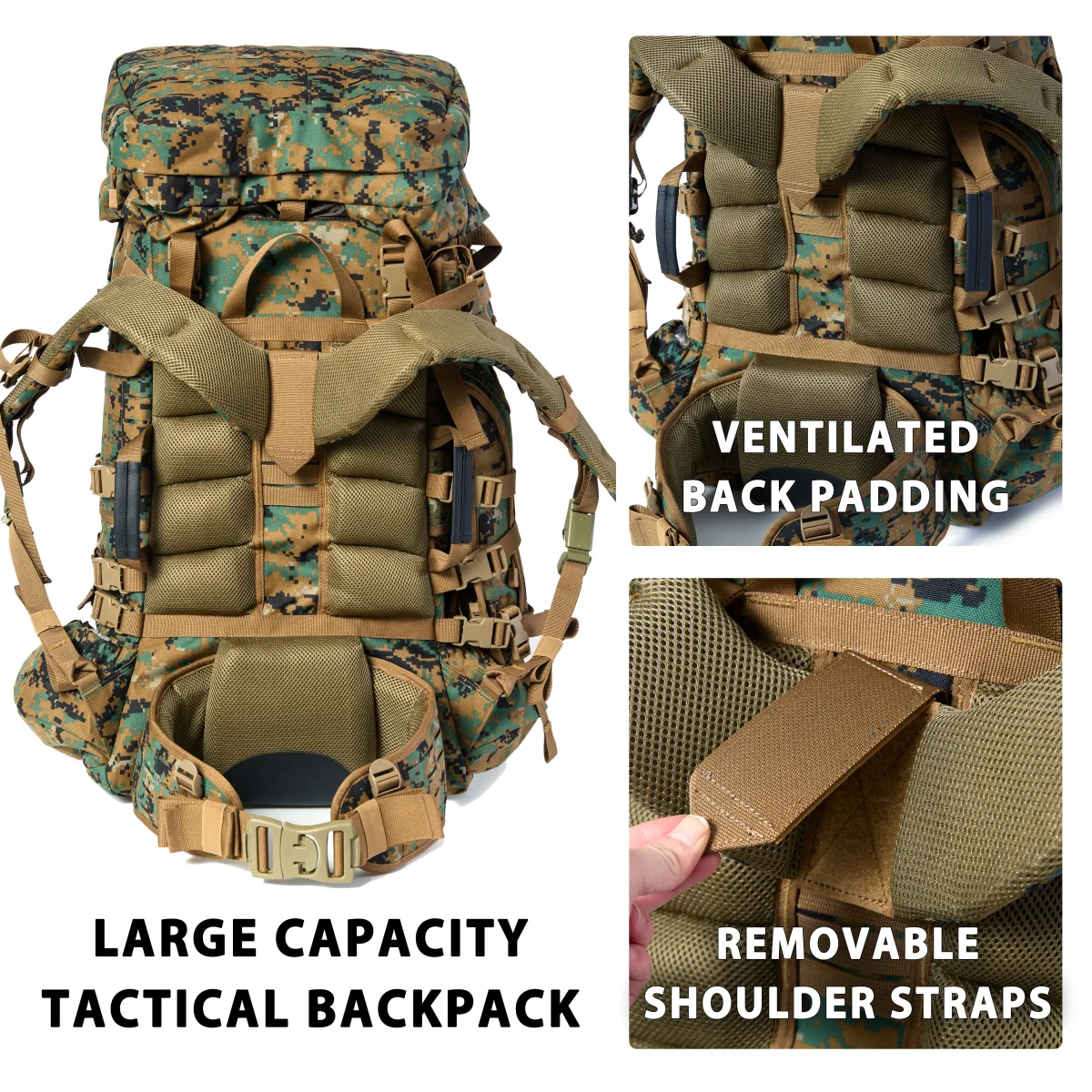 Upgraded ILBE Main Pack with Laser-Cut MOLLE – MARPAT Woodland | Tactical Military Rucksack