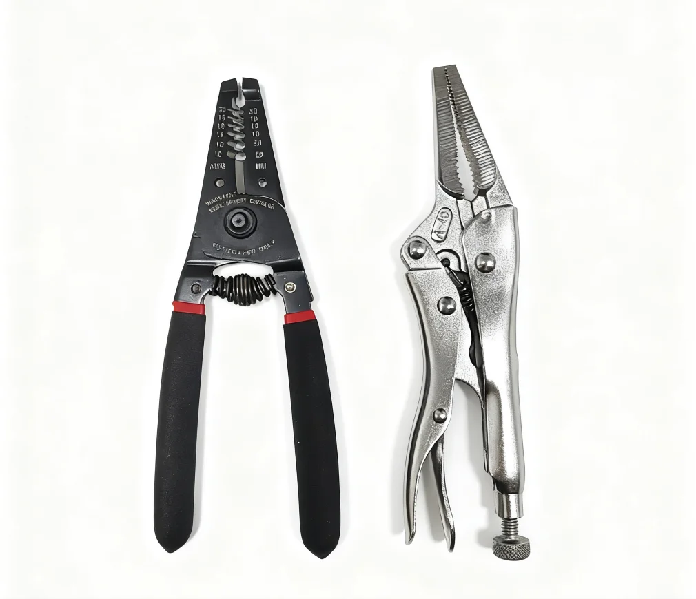 

2pc 6.5 in. Long-Nose Locking Pliers And Multipurpose Stripper,Crimper, and Cutter Electrician Maintenance Hand Tool