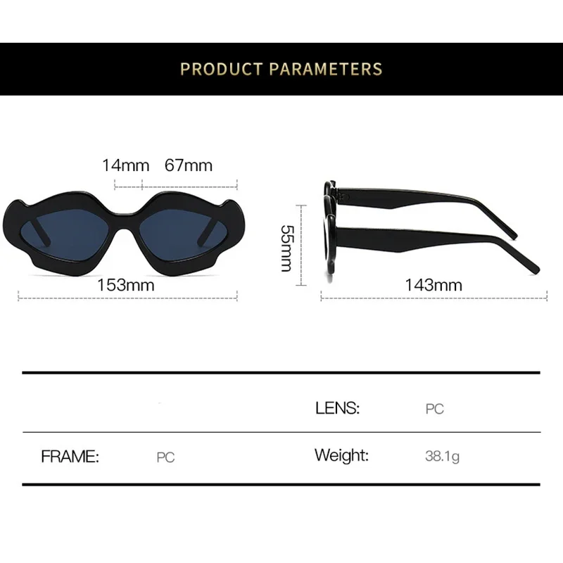 Vintage Brand Designer Irregular Wave Sunglasses Women Sun Glasses For Men Popular Punk Fashion Luxury Funny Cute Shades UV400
