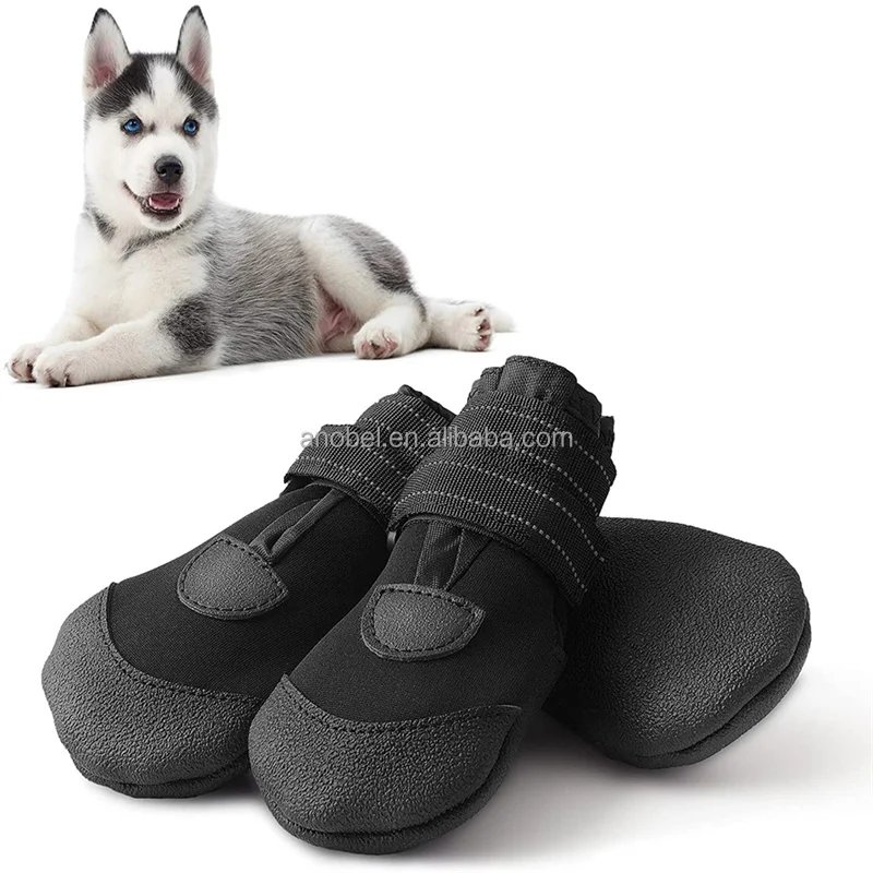 Dufan Dog Accessories Paw Protector Reflective Anti slip Puppies Shoes Black Dog Shoes With Sole