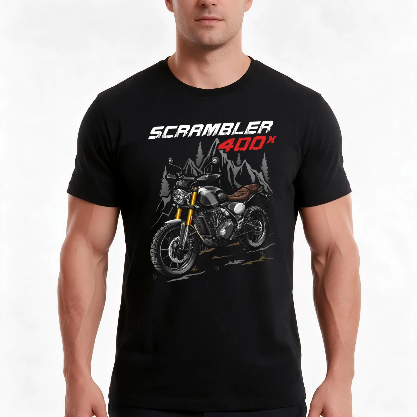 Motorcycle Scrambler 400X (Phantom Black Silver Ice) for Motorcycle Riders T-Shirt, Summer Casual Cotton Tee, Unisex Men Women
