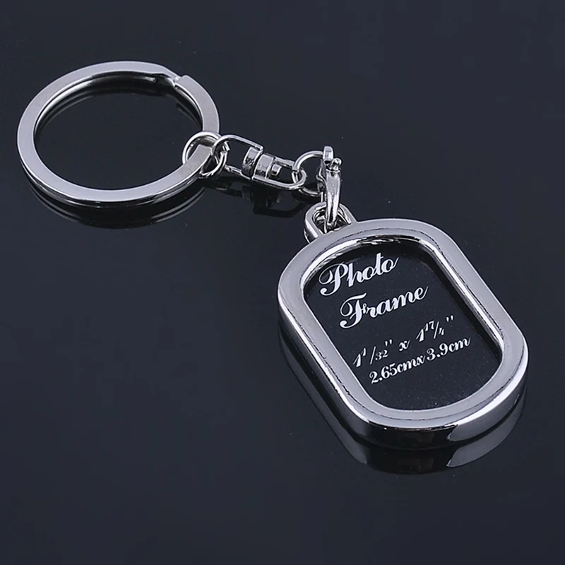 Foto-schlüsselanhänger 7 Designs Mini Kreative Metall Legierung Herz Platz Runde Oval Legen Bilderrahmen Schlüsselanhänger Llaveros Keychain – Detail 6