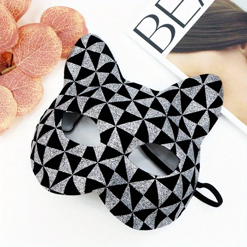 Internet celebrity plaid cat makeup ball mask Venice mask Fashion eye mask Halloween mask Ball costume accessories suitable for