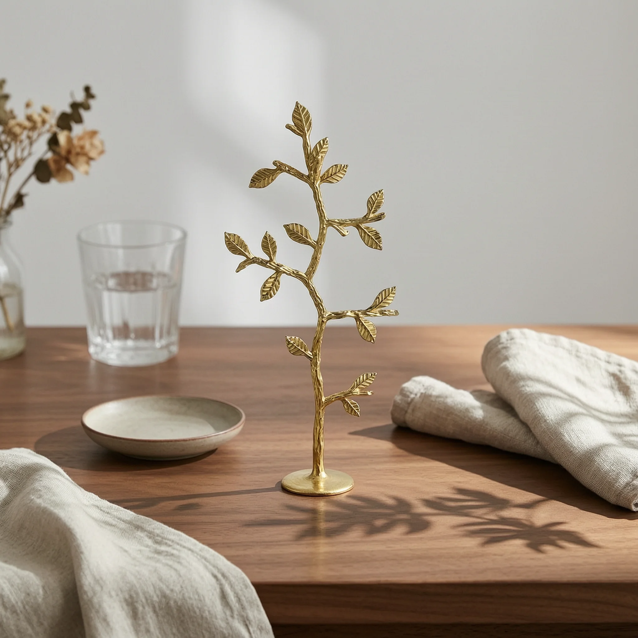 Sculptural Candle Holder Modern Luxe Candle Holder with Leaf Details Candelabra Versatile Decor Timeless for Dining Table
