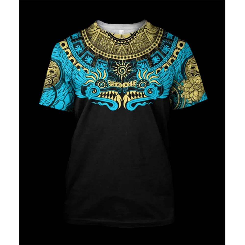 Summer Mexican Aztec Pattern 3D Print T-Shirts Men Women Fashion T Shirt Short Sleeve Oversized Harajuku Tees Top Male Clothing