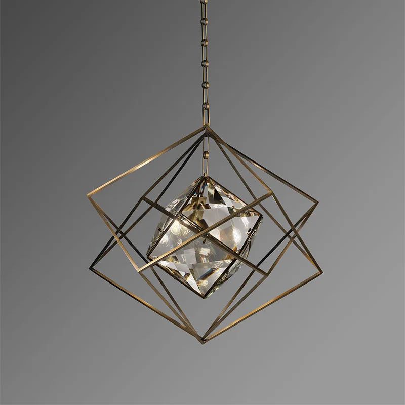 Nordic postmodern minimalist Rubik's cube lighting fixtures, balcony, corridor, aisle lights, American style all copper crystal