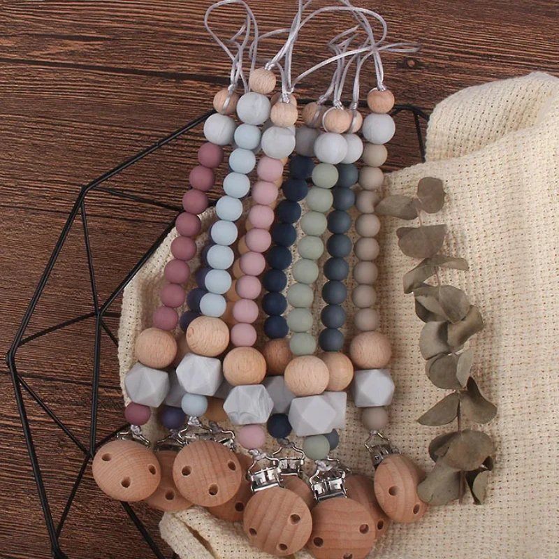 New Baby Pacifier Clip DIY Silicone Pacifier Teething Beads Feeding Nursing Soother Holder Dummy Clip