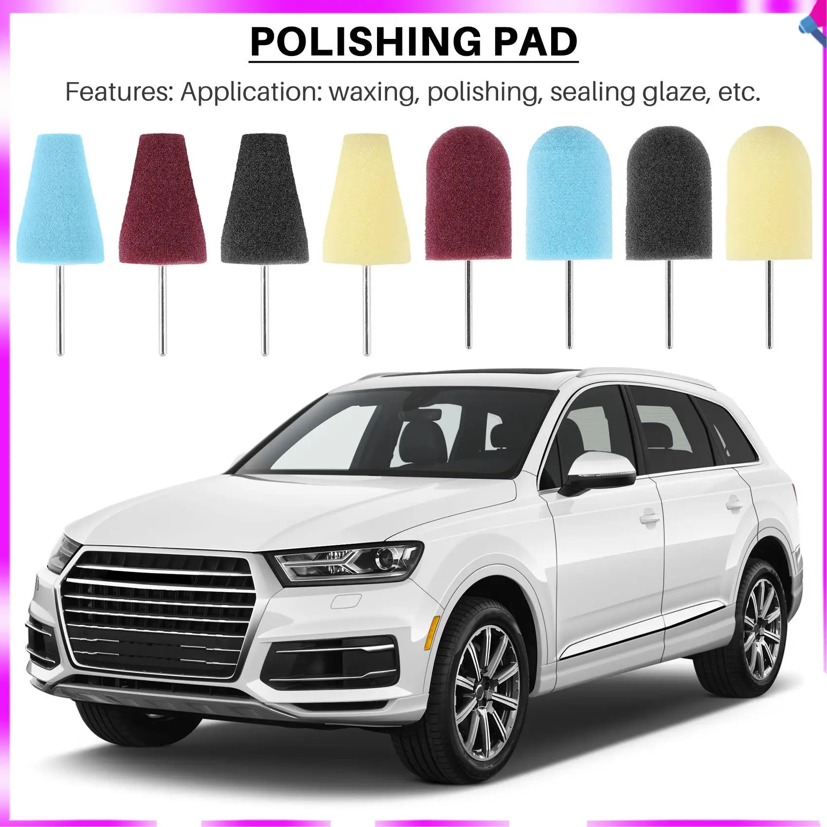 

N96R Buffing Polishing Wheel Car Polish Buffing Shank Polishing Sponge Cone Metal Foam Pad Car Maintenance Automobile Cleaning T