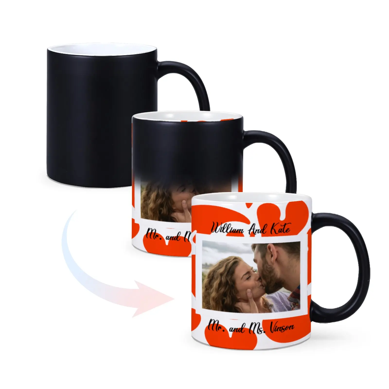 Personalised Magic Mugs Custom Colour Changing Cup Heat Activated Couples Photo Name Printed On Mug Valentine's Day Gifts