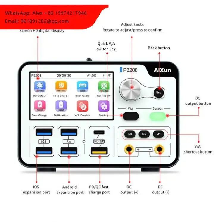 

Интеллектуальный регулятор напряжения Aixun P3208 320W 32V 8A с возможностью расширения, быстрая зарядка, портативный источник питания от китайского производителя