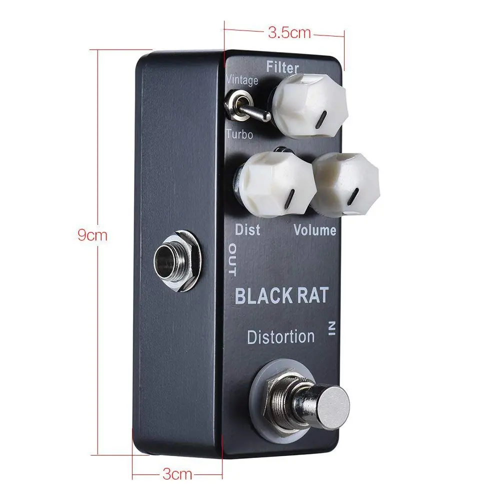 Imagem -03 - Pedal Mosky Black Efeito Mini Guitarra Rat Distorção