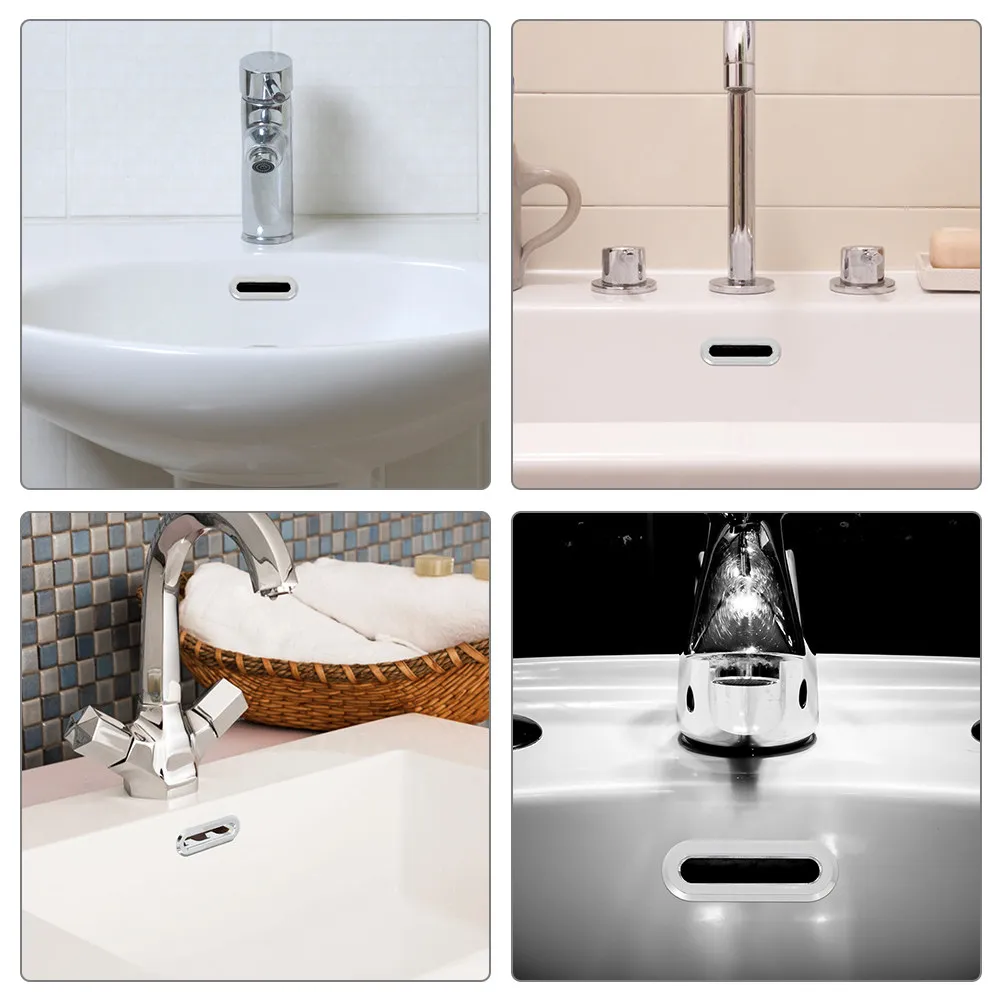

5Pcs Oval Sink Overflow Caps Plastic Replacement Basin Hole Cover Trim Overflow Covers for Bathroom Sink Bathroom Supplies